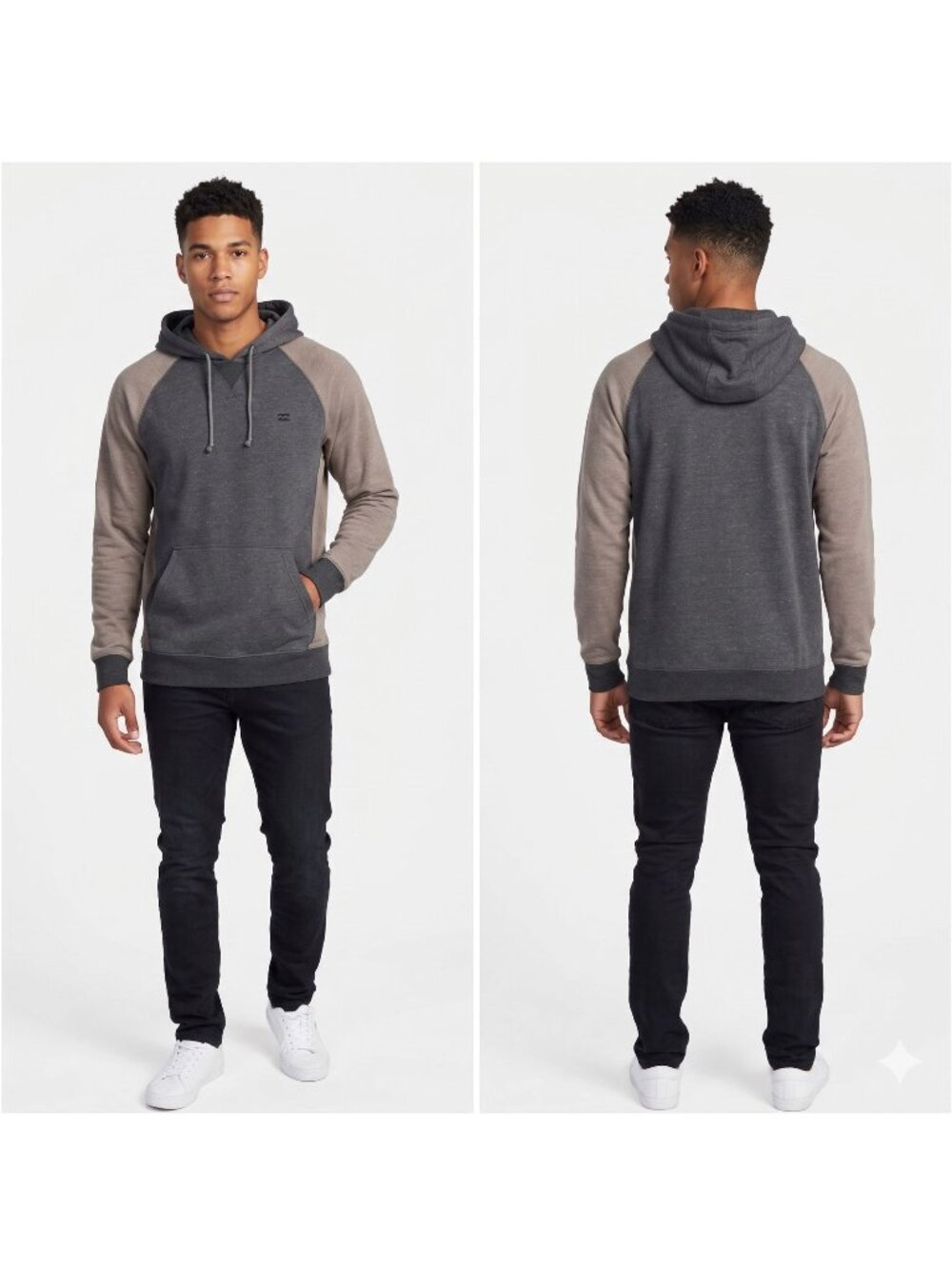 Billabong Hoodie Sweatshirt Mens XL Heathered Gray Colorblock Pullover Casual